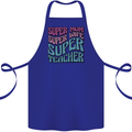 Super Mum Wife Teacher Cotton Apron 100% Organic Royal Blue