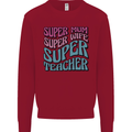 Super Mum Wife Teacher Kids Sweatshirt Jumper Red