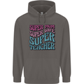 Super Mum Wife Teacher Mens 80% Cotton Hoodie Charcoal