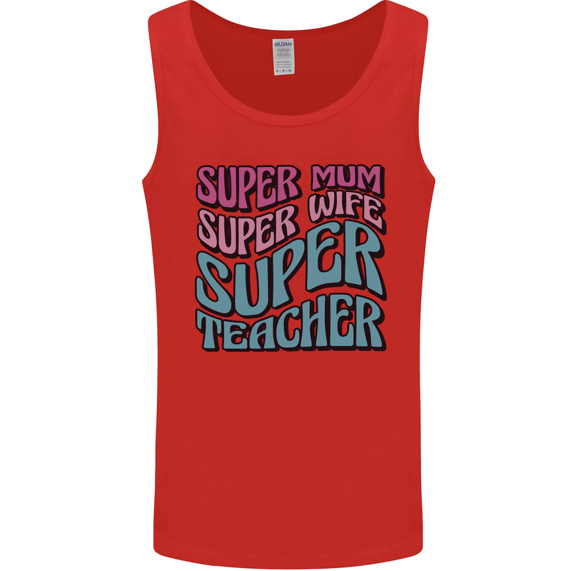 Super Mum Wife Teacher Mens Vest Tank Top Red