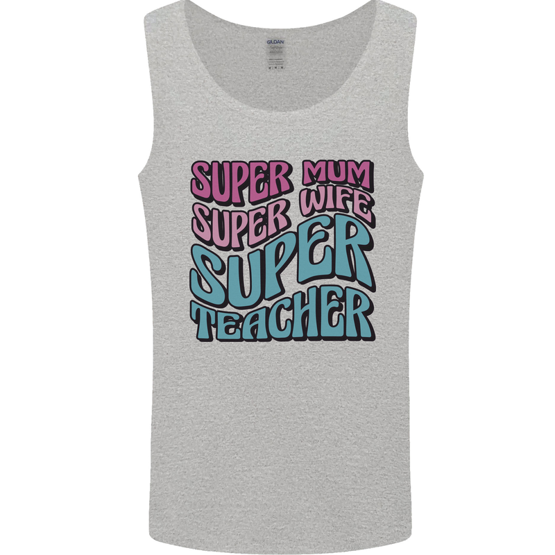 Super Mum Wife Teacher Mens Vest Tank Top Sports Grey