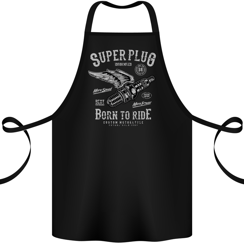 Super Plug Motorbike Cafe Racer Biker Cotton Apron 100% Organic Black