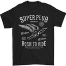 Super Plug Motorbike Cafe Racer Biker Mens T-Shirt Cotton Gildan Black