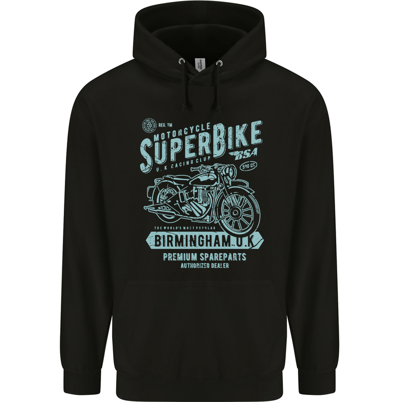Superbike Birmingham Motorcycle Biker Childrens Kids Hoodie Black