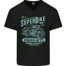 Superbike Birmingham Motorcycle Biker Mens V-Neck Cotton T-Shirt Black