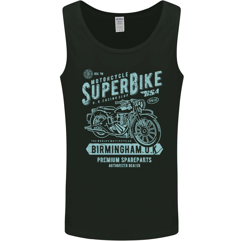 Superbike Birmingham Motorcycle Biker Mens Vest Tank Top Black
