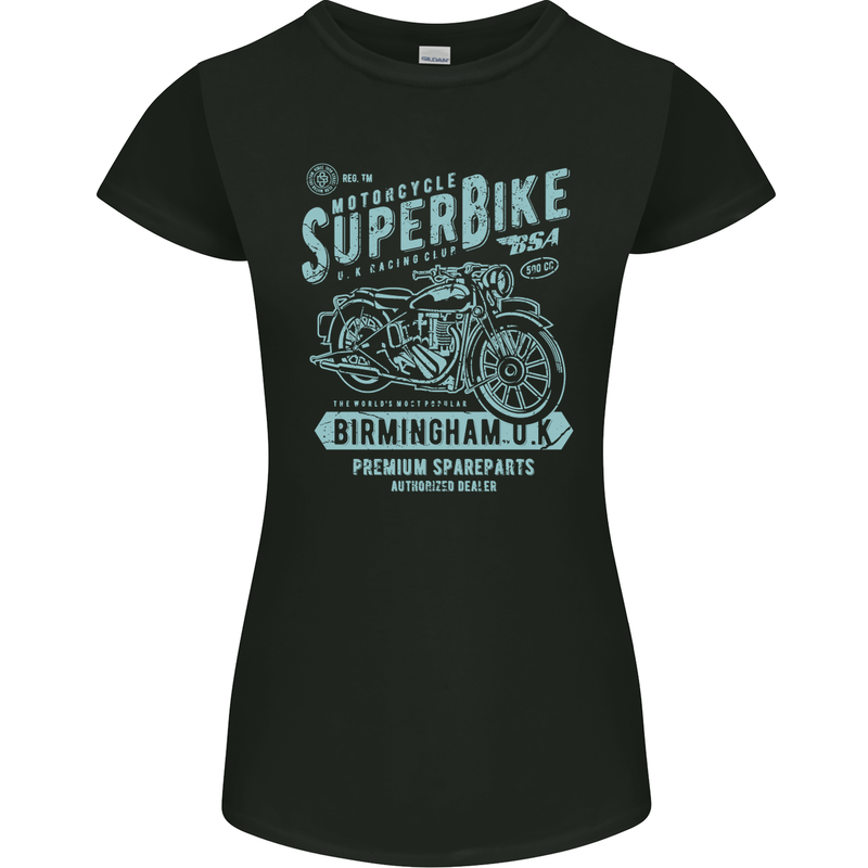Superbike Birmingham Motorcycle Biker Womens Petite Cut T-Shirt Black