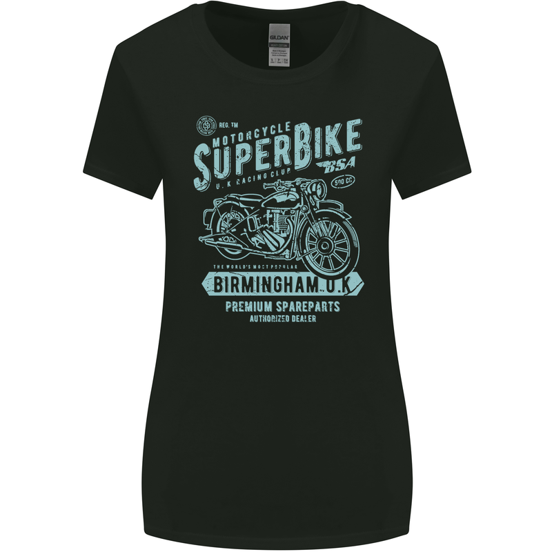 Superbike Birmingham Motorcycle Biker Womens Wider Cut T-Shirt Black