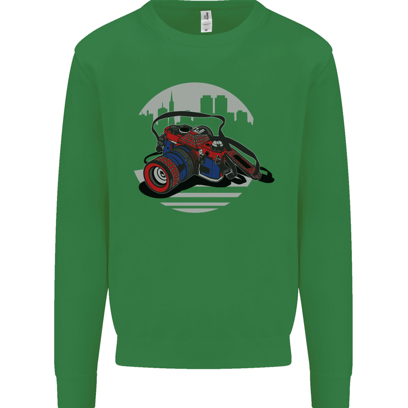 Superhero Camera Photography Photorapher Kids Sweatshirt Jumper Irish Green