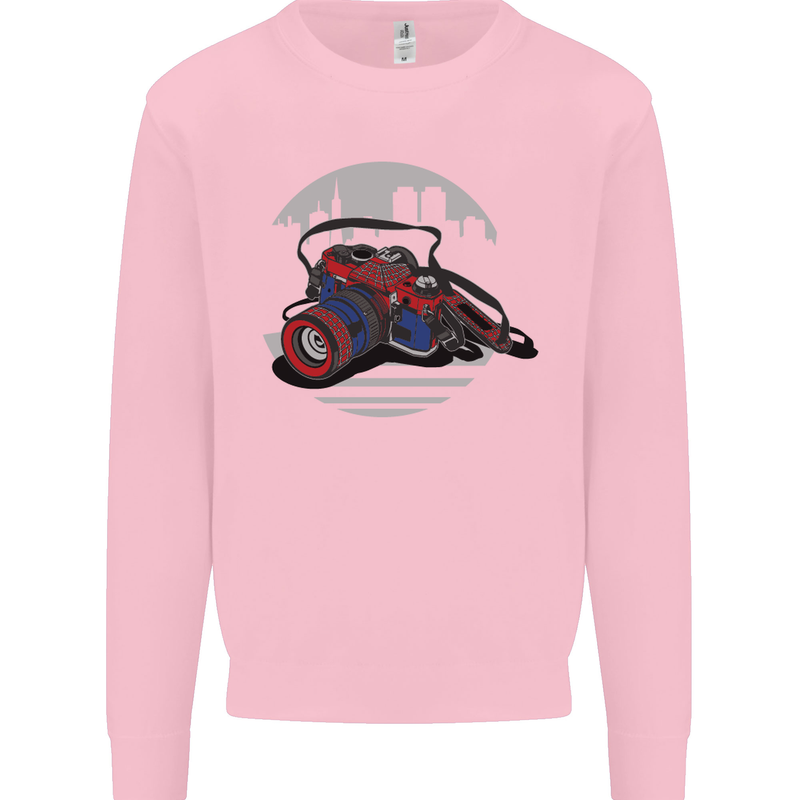 Superhero Camera Photography Photorapher Kids Sweatshirt Jumper Light Pink