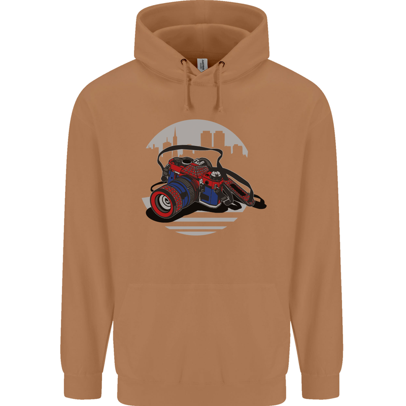 Superhero Camera Photography Photorapher Mens 80% Cotton Hoodie Caramel Latte
