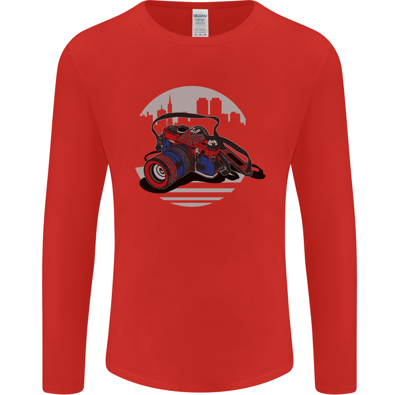 Superhero Camera Photography Photorapher Mens Long Sleeve T-Shirt Red