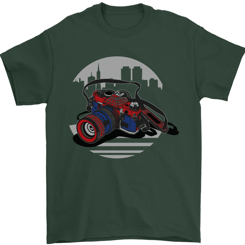 Superhero Camera Photography Photorapher Mens T-Shirt Cotton Gildan Forest Green