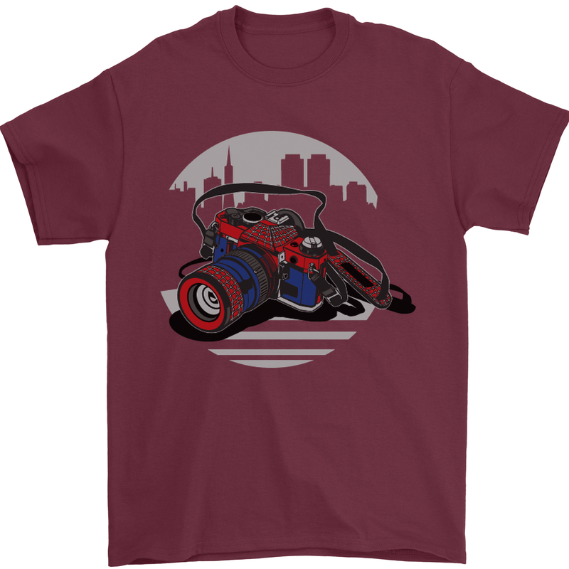 Superhero Camera Photography Photorapher Mens T-Shirt Cotton Gildan Maroon