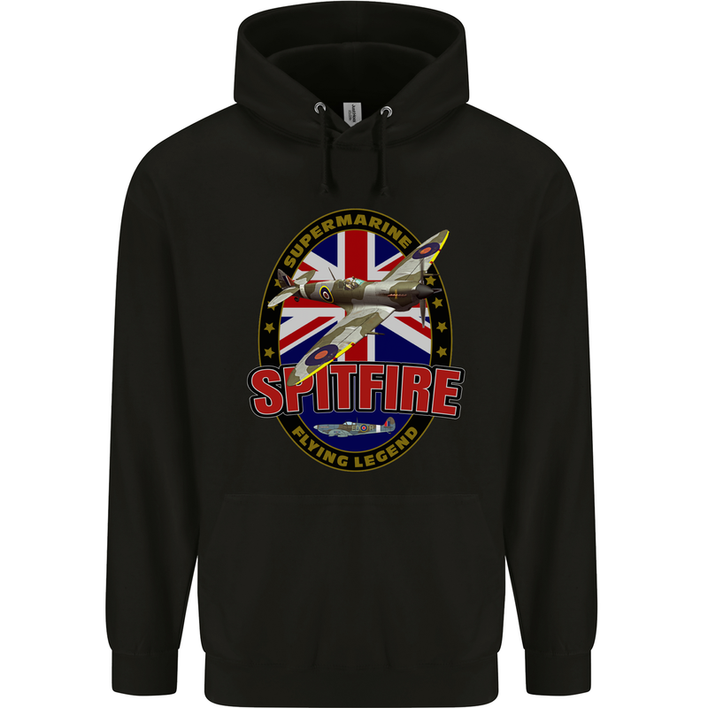 Supermarine Spitfire Flying Legend Childrens Kids Hoodie Black