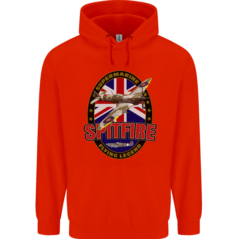 Supermarine Spitfire Flying Legend Childrens Kids Hoodie Bright Red