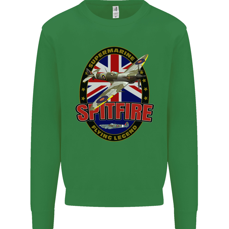 Supermarine Spitfire Flying Legend Kids Sweatshirt Jumper Irish Green