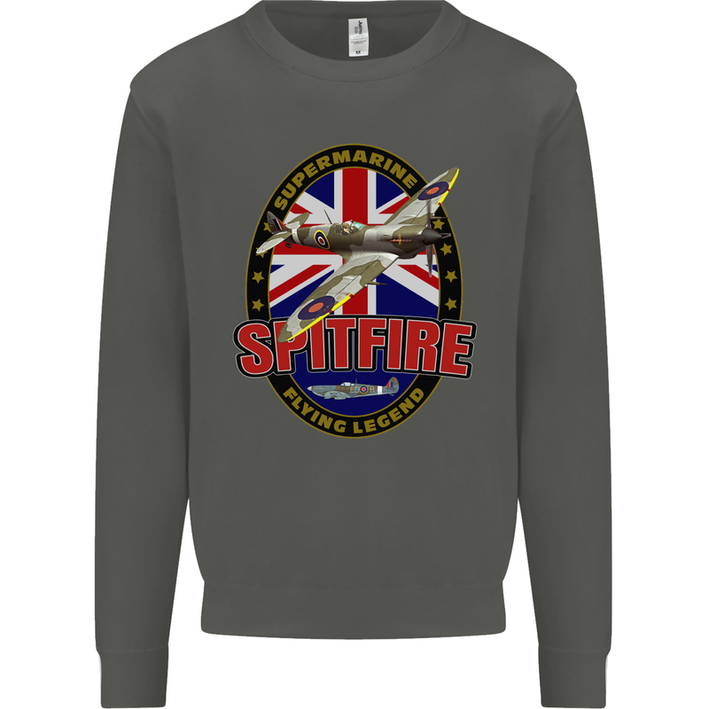 Supermarine Spitfire Flying Legend Kids Sweatshirt Jumper Storm Grey