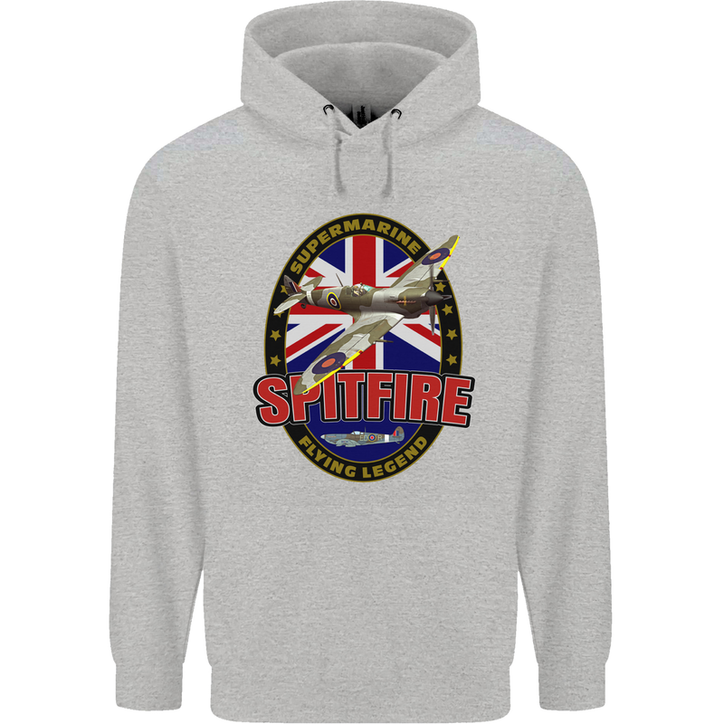 Supermarine Spitfire Flying Legend Mens 80% Cotton Hoodie Sports Grey