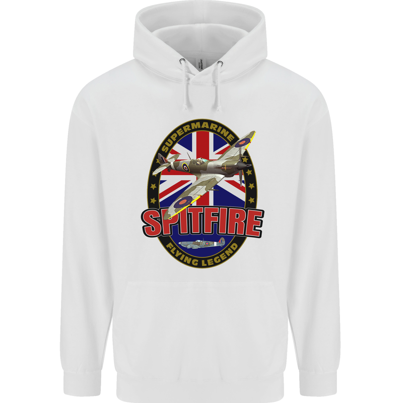 Supermarine Spitfire Flying Legend Mens 80% Cotton Hoodie White