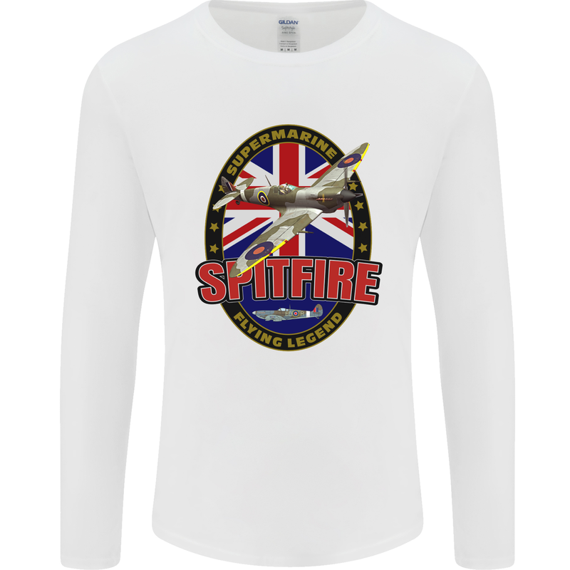 Supermarine Spitfire Flying Legend Mens Long Sleeve T-Shirt White