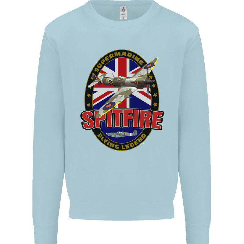 Supermarine Spitfire Flying Legend Mens Sweatshirt Jumper Light Blue