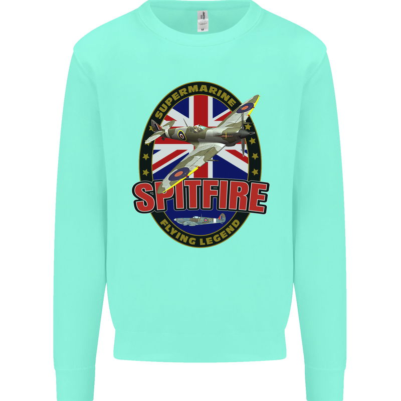 Supermarine Spitfire Flying Legend Mens Sweatshirt Jumper Peppermint