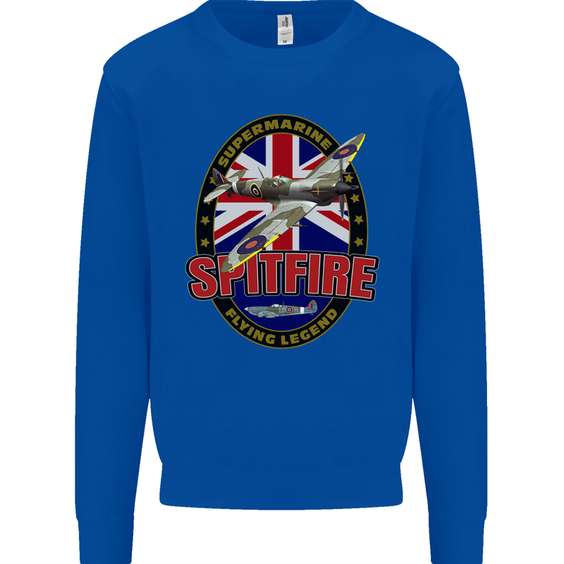 Supermarine Spitfire Flying Legend Mens Sweatshirt Jumper Royal Blue