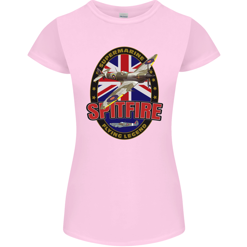 Supermarine Spitfire Flying Legend Womens Petite Cut T-Shirt Light Pink