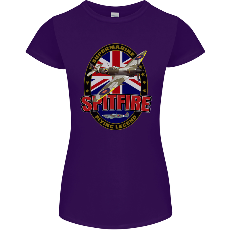 Supermarine Spitfire Flying Legend Womens Petite Cut T-Shirt Purple