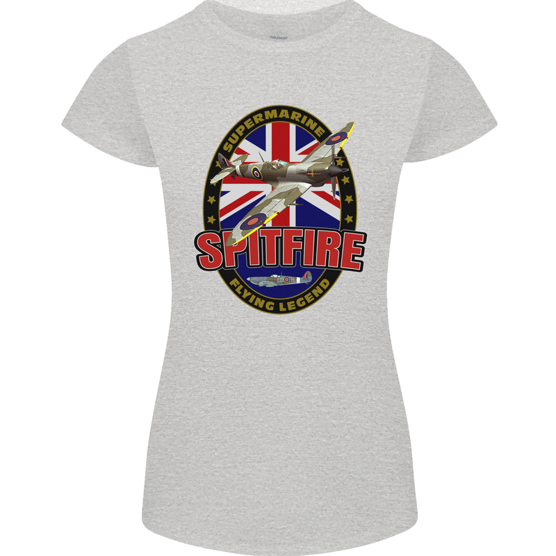 Supermarine Spitfire Flying Legend Womens Petite Cut T-Shirt Sports Grey