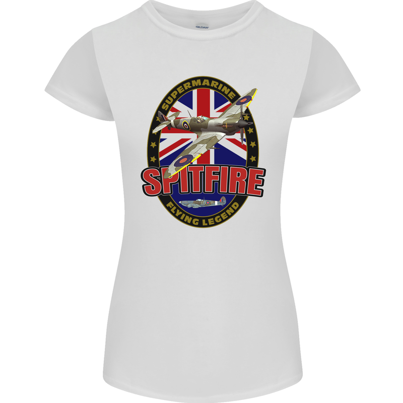Supermarine Spitfire Flying Legend Womens Petite Cut T-Shirt White