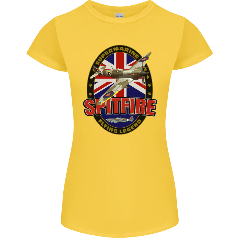 Supermarine Spitfire Flying Legend Womens Petite Cut T-Shirt Yellow