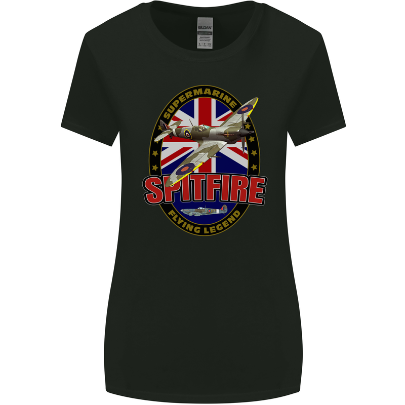 Supermarine Spitfire Flying Legend Womens Wider Cut T-Shirt Black