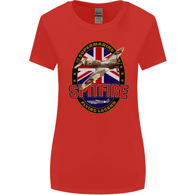 Supermarine Spitfire Flying Legend Womens Wider Cut T-Shirt Red