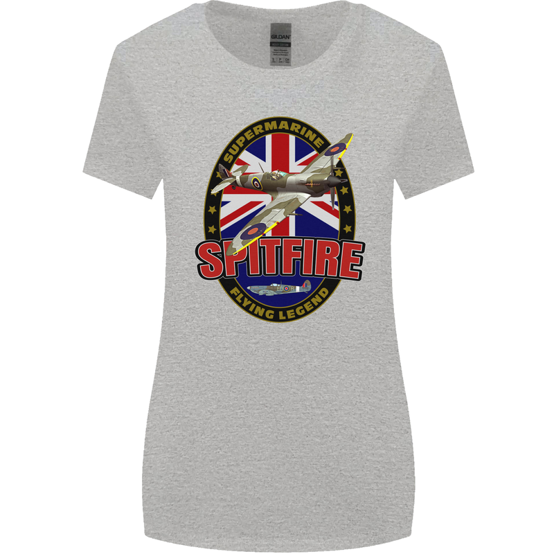 Supermarine Spitfire Flying Legend Womens Wider Cut T-Shirt Sports Grey