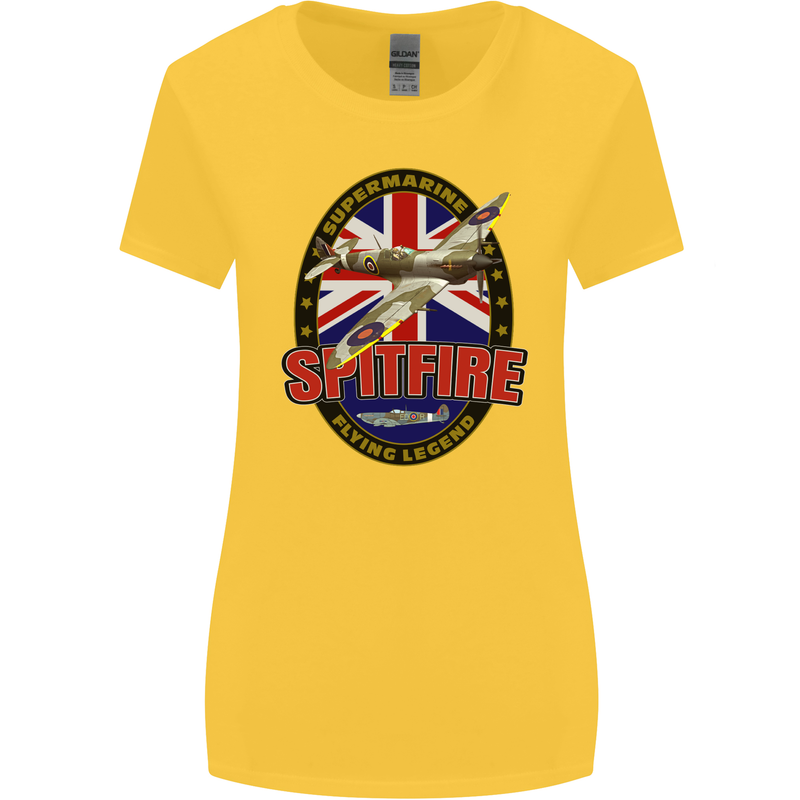 Supermarine Spitfire Flying Legend Womens Wider Cut T-Shirt Yellow