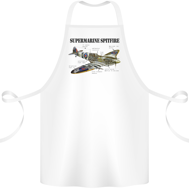 Supermarine Spitfire Infopic Cotton Apron 100% Organic White