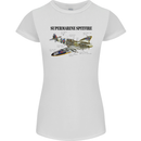Supermarine Spitfire Infopic Womens Petite Cut T-Shirt White