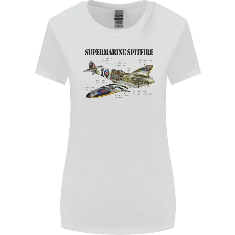 Supermarine Spitfire Infopic Womens Wider Cut T-Shirt White