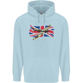 Supermarine Spitfire with the Union Jack Childrens Kids Hoodie Light Blue