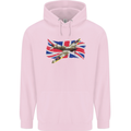 Supermarine Spitfire with the Union Jack Childrens Kids Hoodie Light Pink