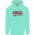 Supermarine Spitfire with the Union Jack Childrens Kids Hoodie Peppermint