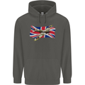 Supermarine Spitfire with the Union Jack Childrens Kids Hoodie Storm Grey