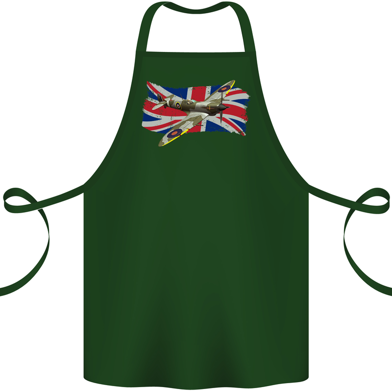 Supermarine Spitfire with the Union Jack Cotton Apron 100% Organic Forest Green