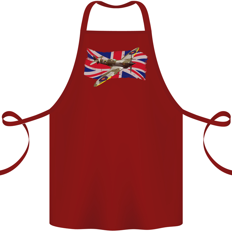 Supermarine Spitfire with the Union Jack Cotton Apron 100% Organic Maroon