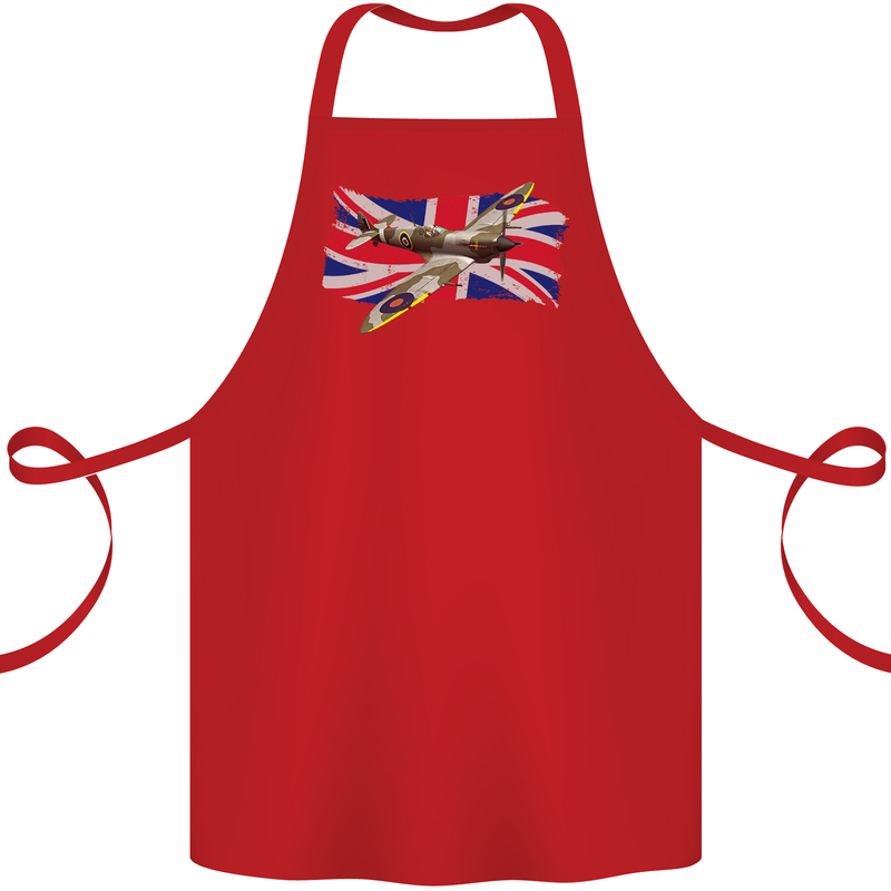 Supermarine Spitfire with the Union Jack Cotton Apron 100% Organic Red