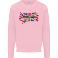 Supermarine Spitfire with the Union Jack Kids Sweatshirt Jumper Light Pink