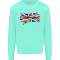 Supermarine Spitfire with the Union Jack Kids Sweatshirt Jumper Peppermint