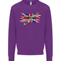 Supermarine Spitfire with the Union Jack Kids Sweatshirt Jumper Purple